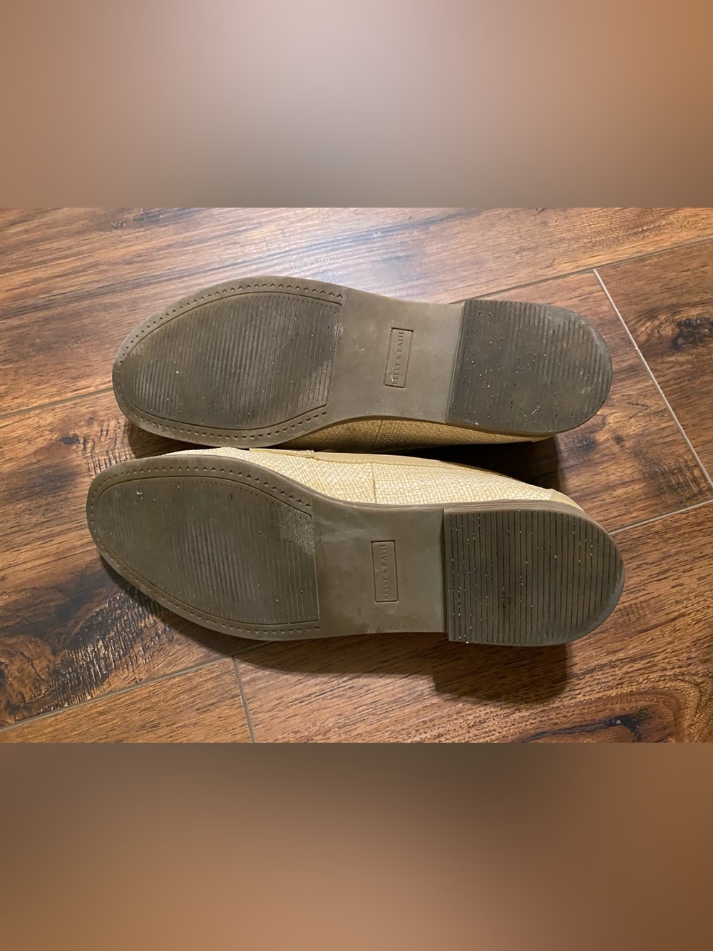 Kelly & Katie Women's Beige Woven Penny Loafers - Sleek Slip-On Flats - Picture 4 of 6